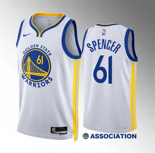 Mens Golden State Warriors #61 Pat Spencer White Association Edition Stitched Basketball Jersey Dzhi->->NBA Jersey